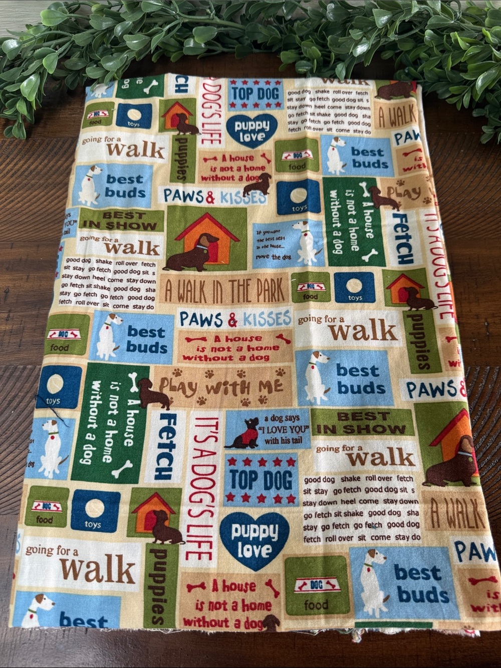 1.75 Yards Dog-Themed Cotton Fabric Panel
